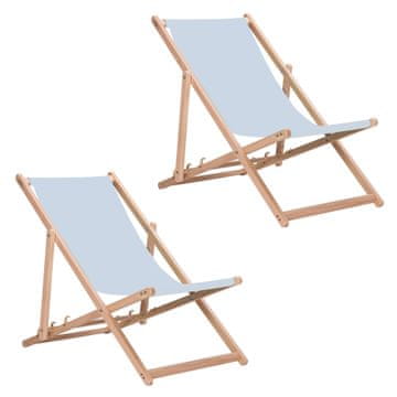 Aga 2x Drvene sklopive ležaljke Svijetlosive