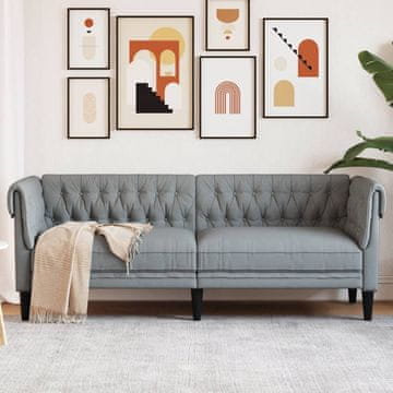 Vidaxl Chesterfield sofa, trosjed, svijetlosiva, presvlaka od tkanine