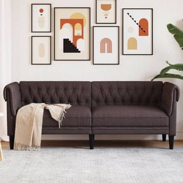 Vidaxl Chesterfield sofa, trosjed, tamnosmeđa, presvlaka od tkanine
