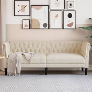 Vidaxl Chesterfield kauč s 3 sjedišta, presvlaka od lana