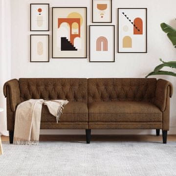 Vidaxl Chesterfield sofa, trosjed, smeđa, presvlaka od tkanine