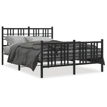 Vidaxl Metalni okvir kreveta s uzglavljem i podnožjem crni 137x190 cm