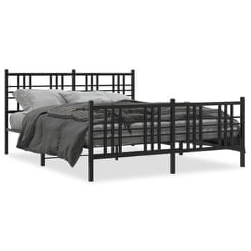 Vidaxl Metalni okvir kreveta s uzglavljem i podnožjem crni 150x200 cm