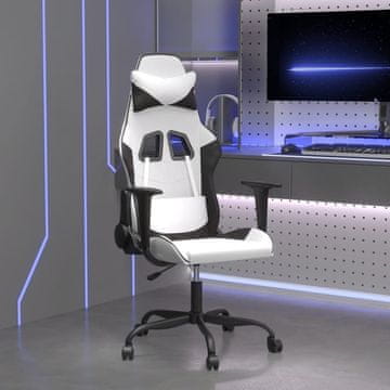 Vidaxl Masažna igraća stolica, crno-bijela, umjetna koža