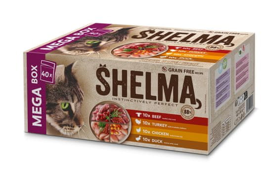 SHELMA pirjani fileti bez žitarica izbor mesa za mačke 40× 85 g