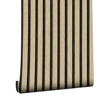 Netscroll Samoljepljiva tapeta s izgledom prirodnog drva, zidna naljepnica drveni uzorak, vodootporna i periva, za zidove i namještaj, 300x45 cm, SlatWall
