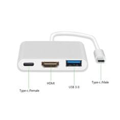 MG adapter USB-C - HDMI 4K / USB / USB-C 0.25m, bijela