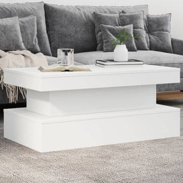 Vidaxl Klub stolić s LED rasvjetom, bijeli, 90x50x40 cm