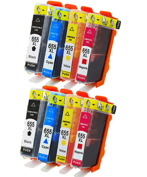 TiskajPoceni Kompatibilne tinte Hp 655 XL BK,C,M,Y XL (HP655) VEĆI KAPACITET DVA KOMPLETA XL za HP Deskjet Ink Advantage 3525 4615 4625 5525 6525