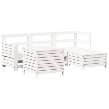 Vidaxl 5-dijelni set vrtnih sofa bijeli od masivne borovine