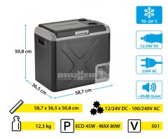 Brunner Polarys Freeze DZ prijenosni hladnjak, 50 l, crni (0826054N)