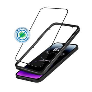 Crong antibakterijsko 3D Armor staklo - 9H kaljeno staklo za cijeli zaslon iPhonea 14 Pro Max + okvir za montažu
