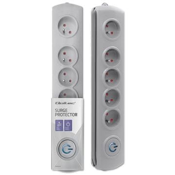 Qoltec Qoltec produžni kabel s prenaponskom zaštitom | 5 utičnica | 1,8m | Siva