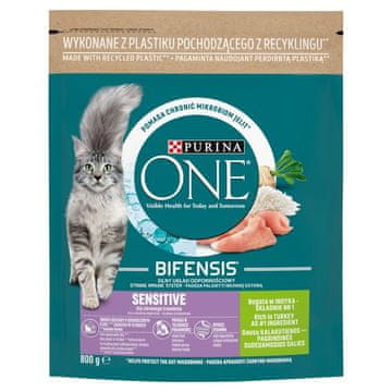 slomart Purina One Bifensis Adult Sensitive bogata s puretinom i rižom - suha hrana za mačke - 800 g