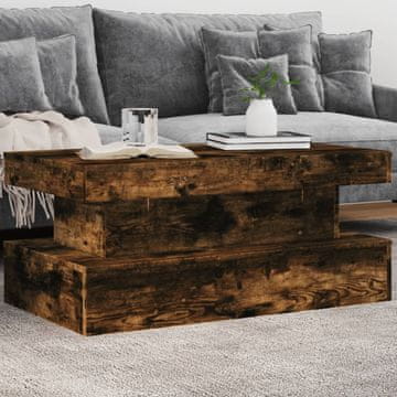 Vidaxl Klub stolić s LED rasvjetom, dimljeni hrast, 90x50x40 cm