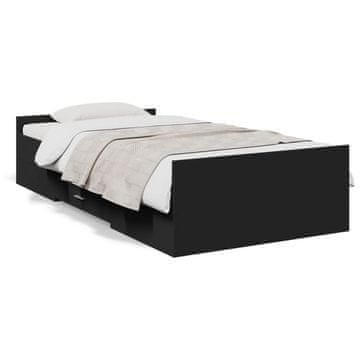 Vidaxl Okvir kreveta s ladicama crni 75x190 cm