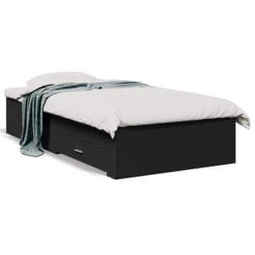 Vidaxl Okvir kreveta s ladicama crni 75x190 cm