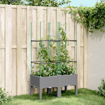 Vidaxl Vrtna žardinjera s rešetkom svijetlosiva 80x40x142,5 cm PP
