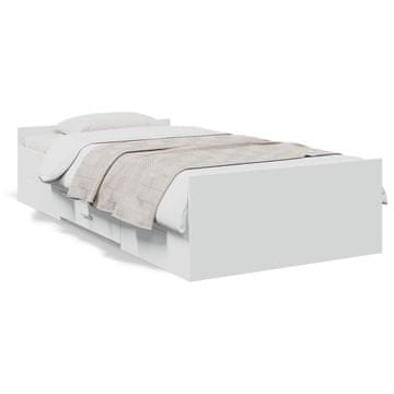 Vidaxl Okvir kreveta s ladicama bijeli 75x190 cm