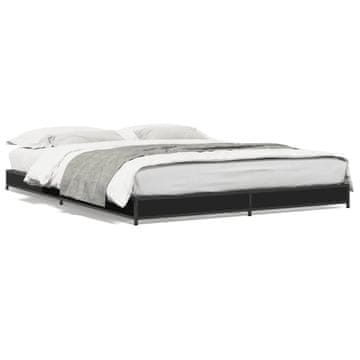Vidaxl Okvir za krevet crni 135x190 cm drvo i metal