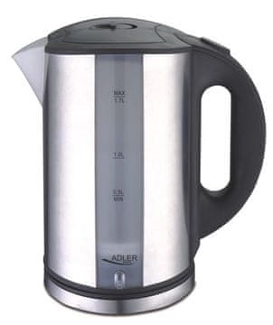 Adler Adler AD 1216 električni kuhalo za vodu, 1.7 L, crna/srebrna, 2200 W