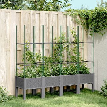 Vidaxl Vrtna žardinjera s rešetkom svijetlosiva 160x40x142,5 cm PP