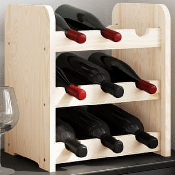Vidaxl Stalak za vino 33x25x37 cm Masivno borovo drvo