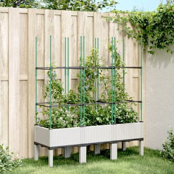 Vidaxl Vrtna žardinjera s rešetkom, bijela, 120x40x142,5 cm, PP