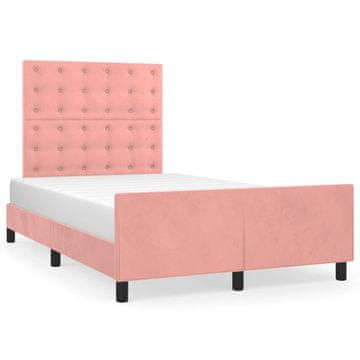 Vidaxl Okvir kreveta s madracem roze 120x190 cm baršun