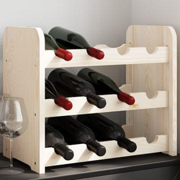 Vidaxl Stalak za vino 43x25x37 cm Masivno borovo drvo