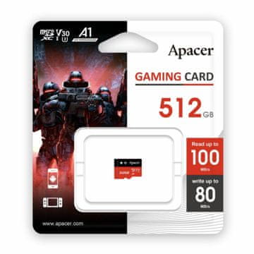Apacer microSD XC memorijska kartica od 512 GB. Klasa 30 za igranje AP512GMCSX10U7-RAGC