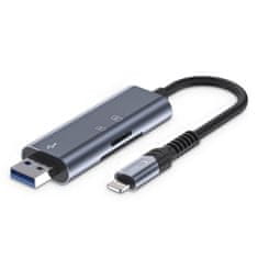 Tech-protect Ultraboost čitač kartica USB / Lightning / SD / Micro SD, siva