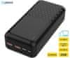 PMPB30OP19B powerbank, 30000 mAh, QC 3.0, PD 3.0, USB-A, USB-C, microUSB, crni
