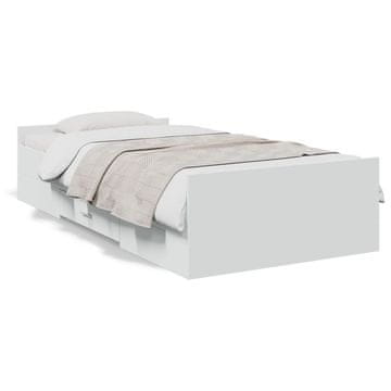 Vidaxl Okvir kreveta s ladicama bijeli 100x200 cm