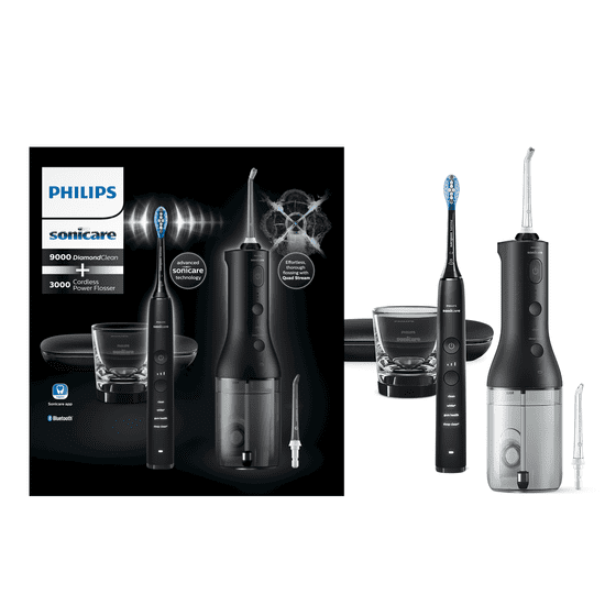 Philips Sonicare Sonicare DiamondClean 9000 četkica za zube + vodica za ispiranje usta, crna (HX3866/43)