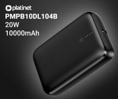 Platinet PMPB10DL104W powerbank punjiva baterija, 10000 mAh, PD 3.0, USB-A, USB-C, crna