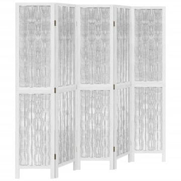 Vidaxl Sobna pregrada s 5 panela bijela od masivnog drva paulovnije