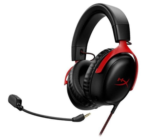 HP HyperX Cloud III gaming slušalice s mikrofonom, 7.1, žične, crno-crvena (727A9AA)