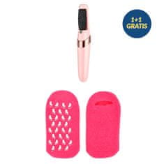 Netscroll Komplet 2u1, električni bežični valjak za uklanjanje tvrde kože + silikonske čarape s gelom, USB punjenje, komplet za pedikuru kod kuće, FeetBundle