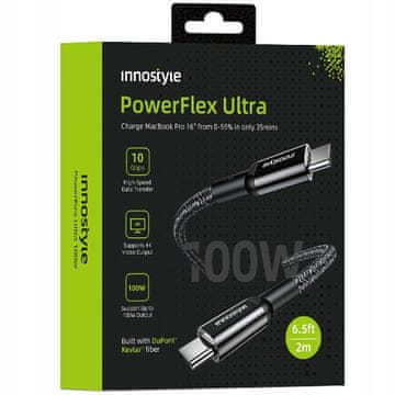 Innostyle USB-C kabel za brzo punjenje thunderbolt 10Gbps 100W kevlar 2M