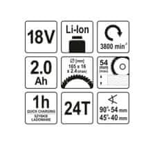 YATO Set kružne pile 165mm 18V 2Ah