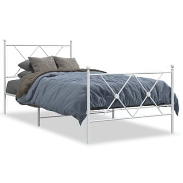 Vidaxl Metalni okvir kreveta s uzglavljem i podnožjem bijeli 90x200 cm
