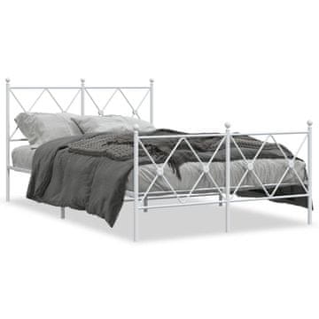 Vidaxl Metalni okvir kreveta s uzglavljem i podnožjem bijeli 120x190 cm