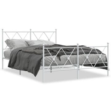 Vidaxl Metalni okvir kreveta s uzglavljem i podnožjem bijeli 137x190 cm