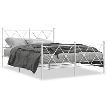 Vidaxl Metalni okvir kreveta s uzglavljem i podnožjem bijeli 140x190 cm