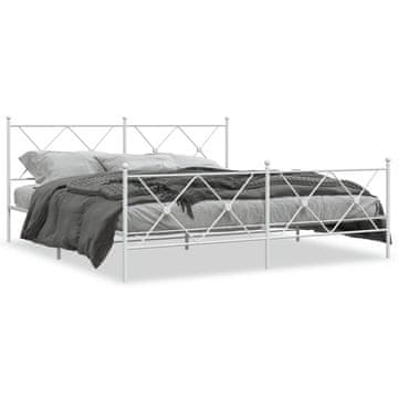 Vidaxl Metalni okvir kreveta s uzglavljem i podnožjem bijeli 183x213 cm