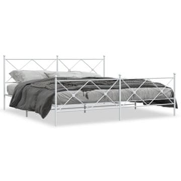 Vidaxl Metalni okvir kreveta s uzglavljem i podnožjem bijeli 193x203 cm