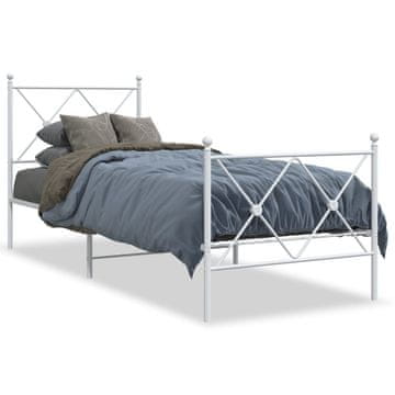Vidaxl Metalni okvir kreveta s uzglavljem i podnožjem bijeli 80x200 cm