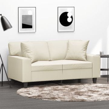 Vidaxl Dvosjed s jastucima, krem, 120 cm, umjetna koža