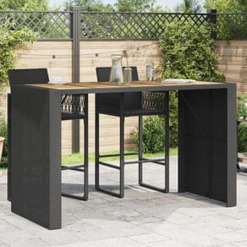 Vidaxl Vrtni barski stol s pločom od akacije crne boje 185x80x110 cm